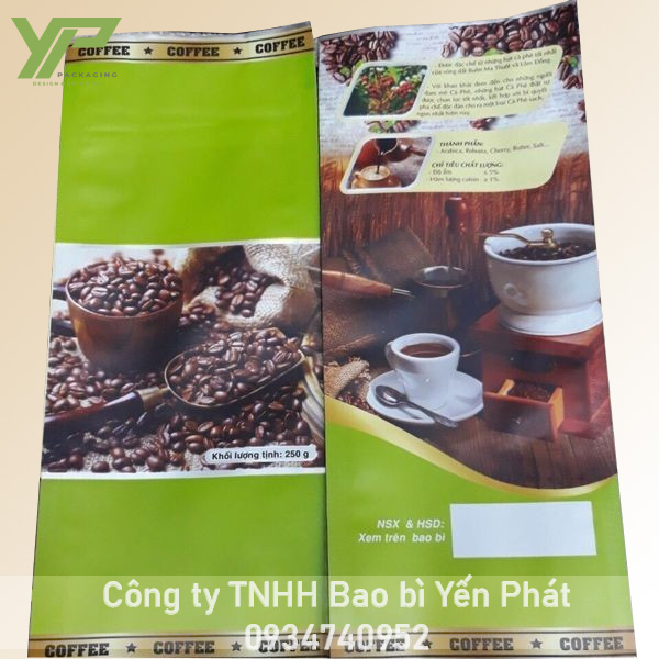 Mẫu túi đựng cafe 250gr in sẵn tại Yến Phát