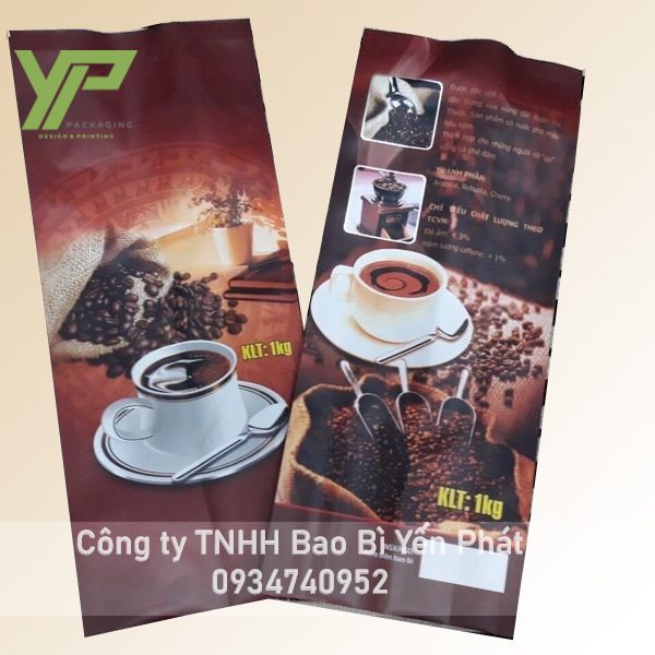Mẫu túi đựng cafe 1kg được in sẵn tại Yến Phát