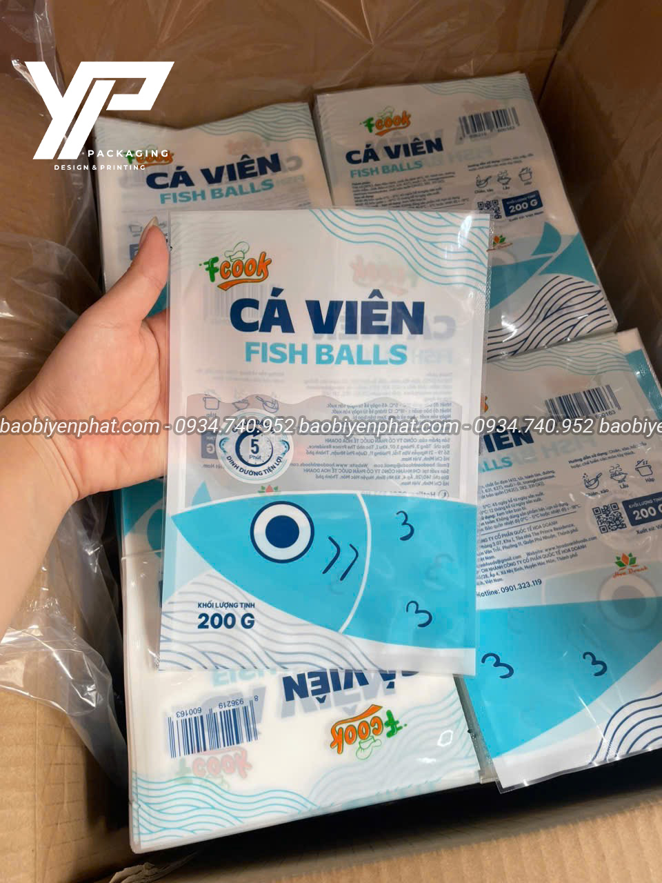 Bao bì màng ghép đựng cá viên đông lạnh Fcook