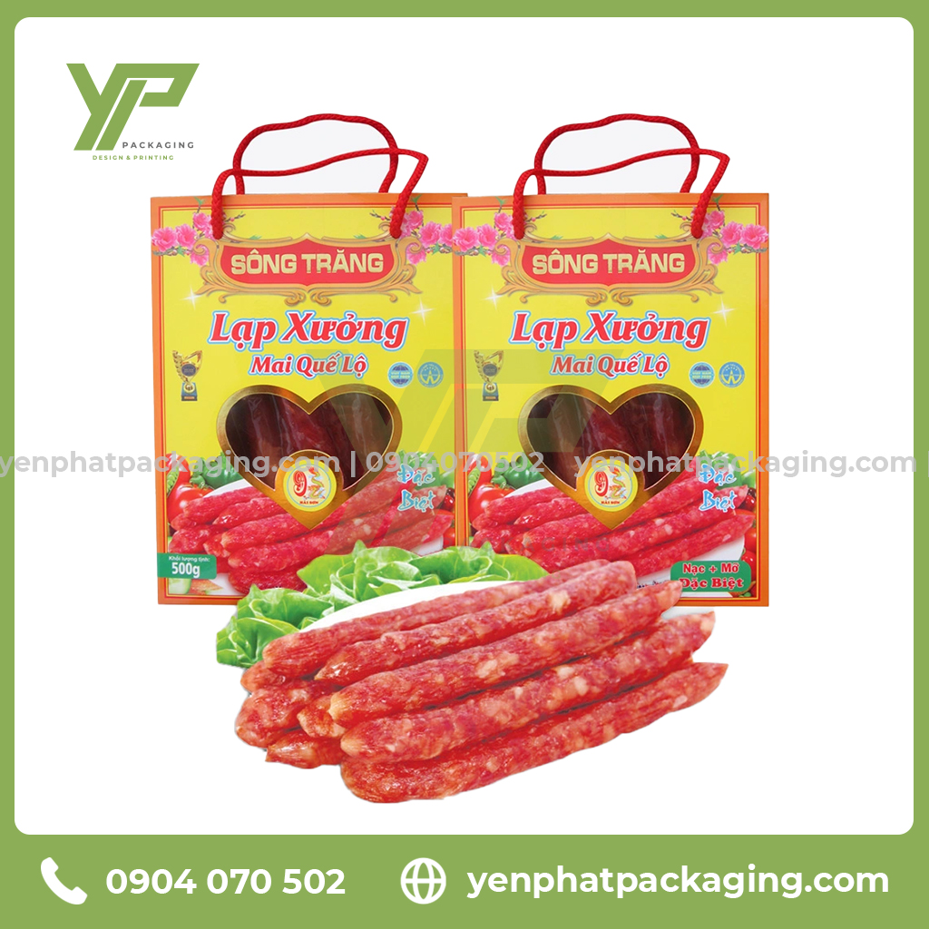 Lạp xưởng được đóng gói bằng nhiều hình thức bao bì khác nhau
