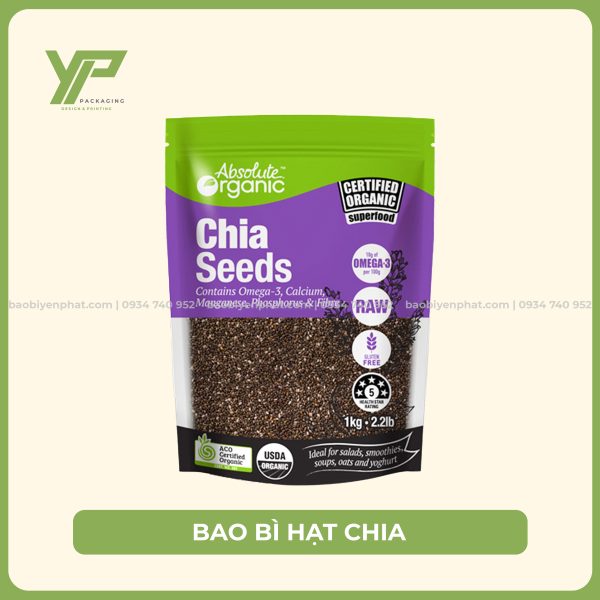 Xưởng in bao bì hạt chia, túi zip đựng hạt chia giá rẻ HCM. Nhận in số lượng ít