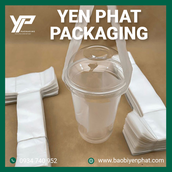 Túi đựng ly quai chữ T màu trắng đục