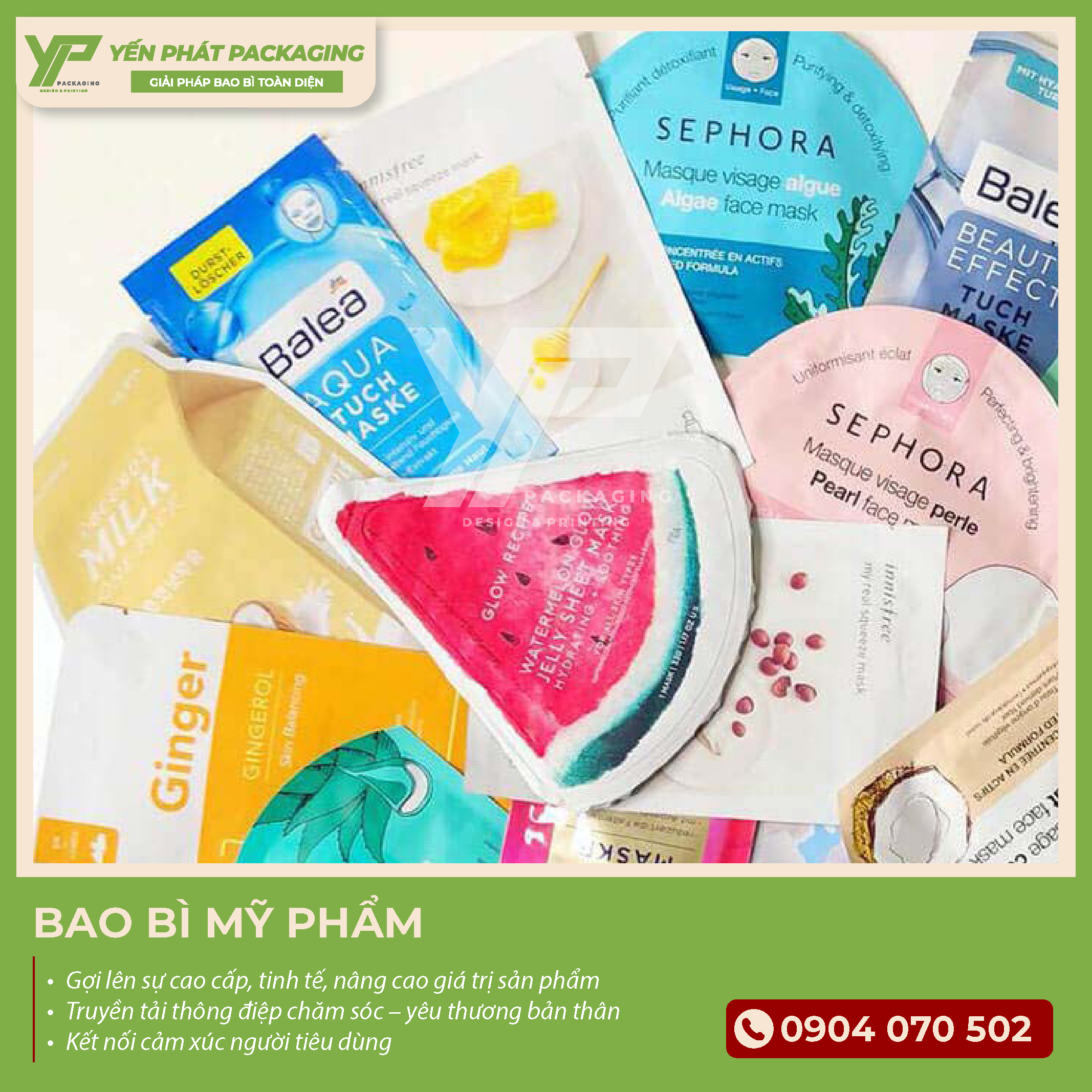 Bao bì ngành mỹ phẩm thường được sản xuất in màng ghép phức hợp, thiết kế chuyên nghiệp