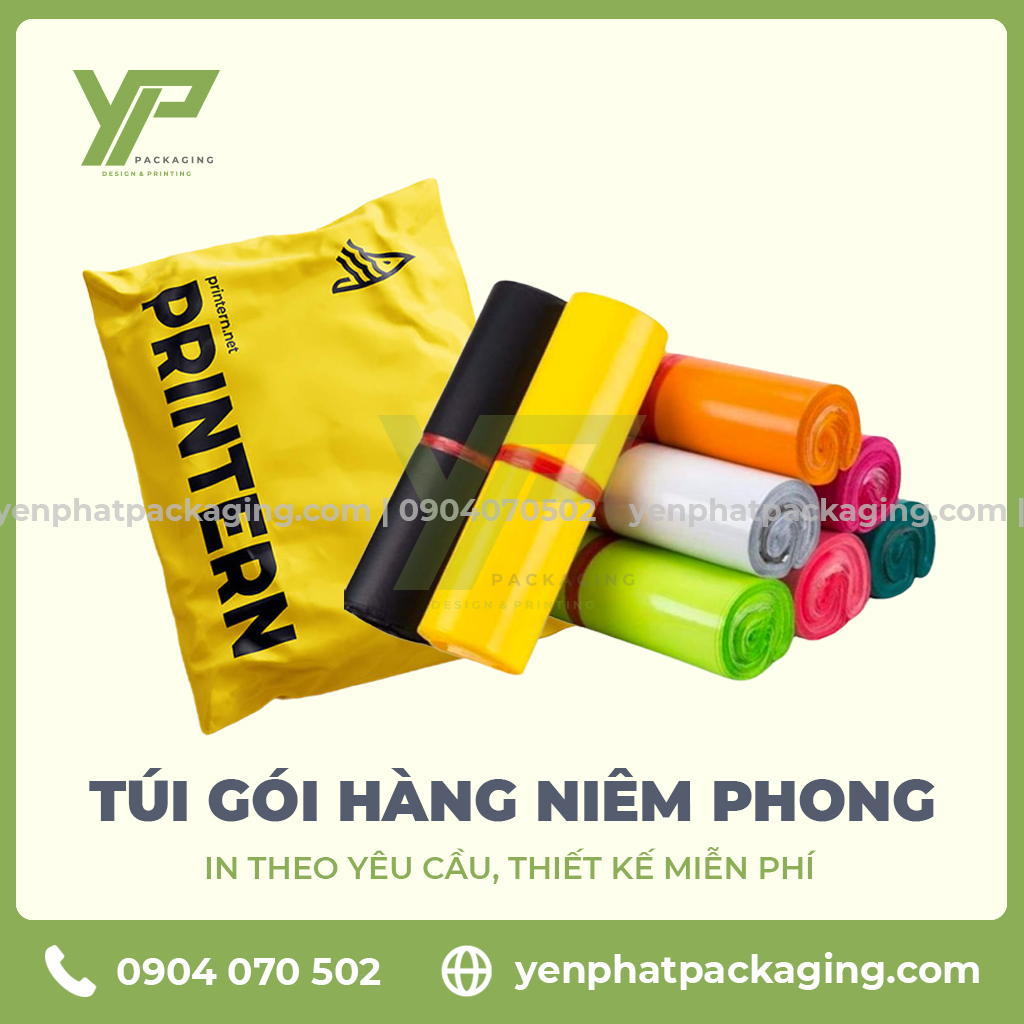 Túi gói hàng niêm phong in ấn theo yêu cầu, thiết kế miễn phí