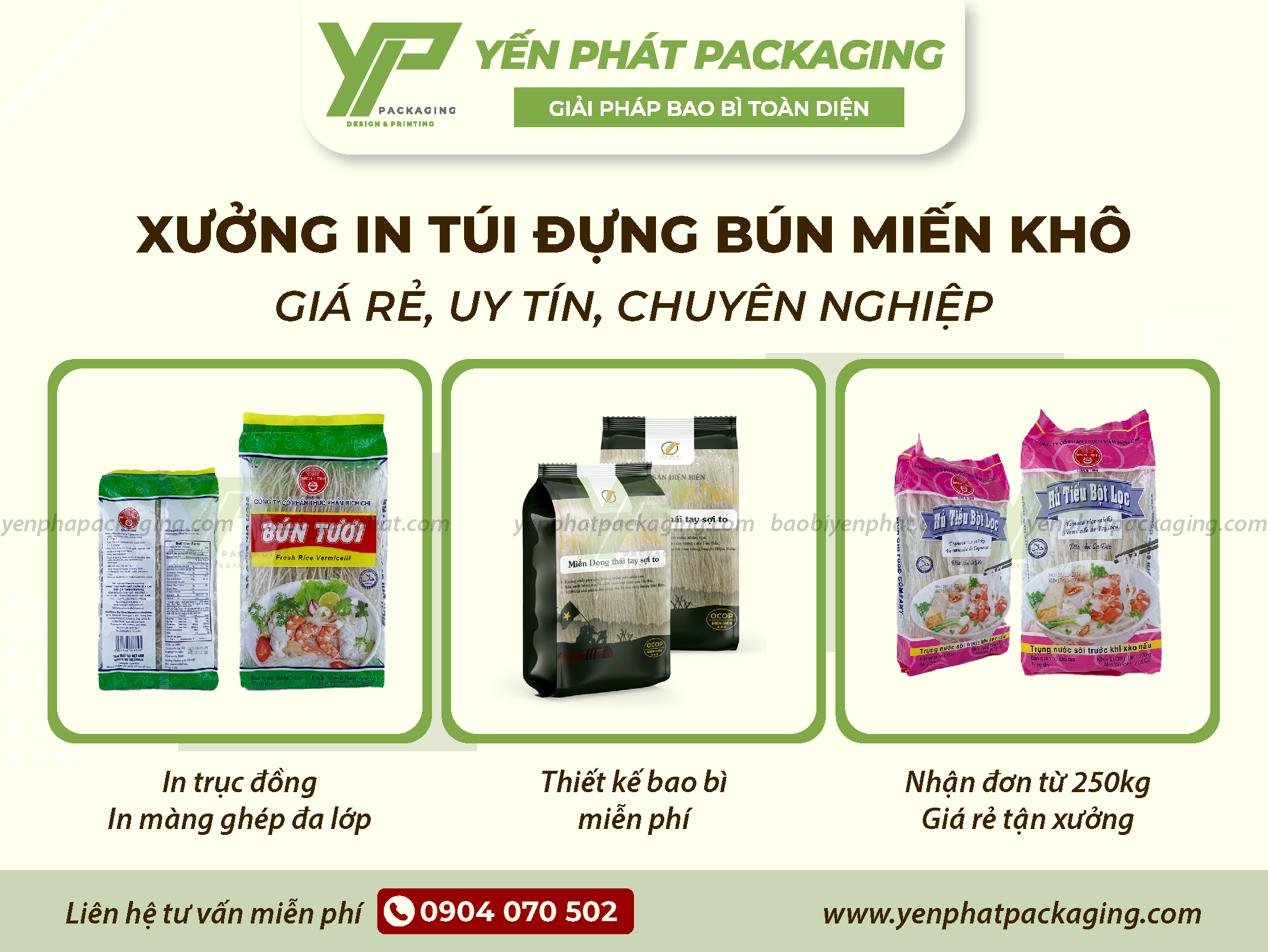 Xưởng in túi đựng bún, miến khô giá rẻ uy tín HCM