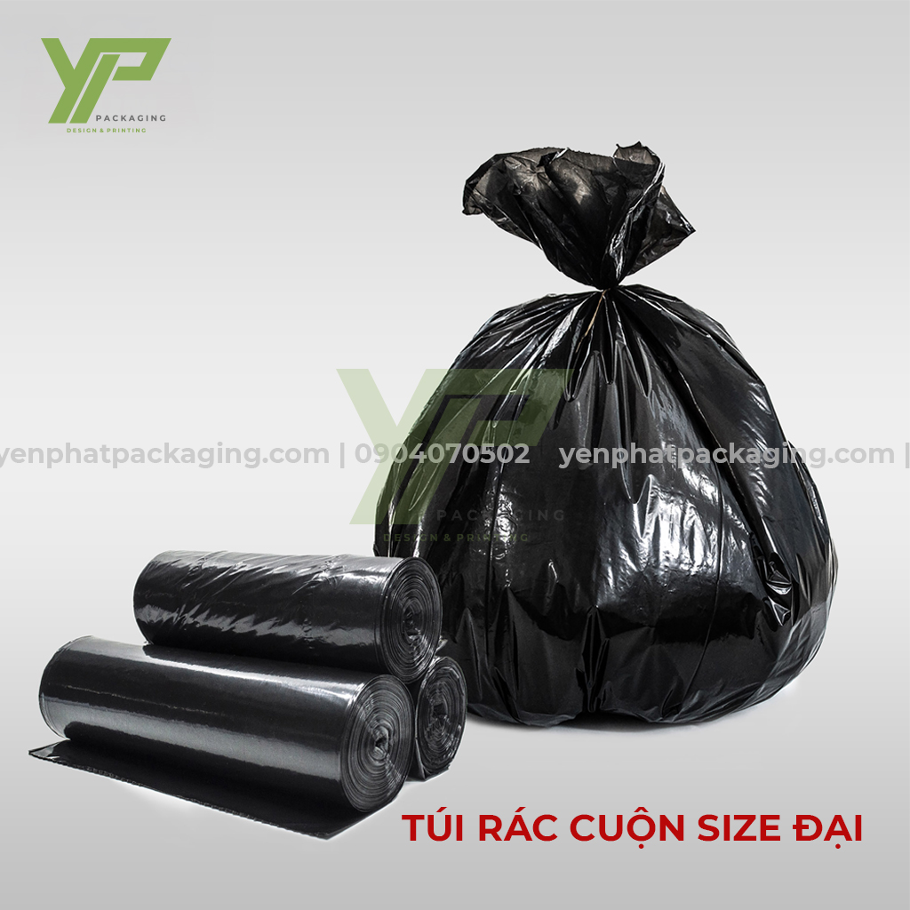 Túi rác cuộn size đại màu đen đựng rác công nghiệp
