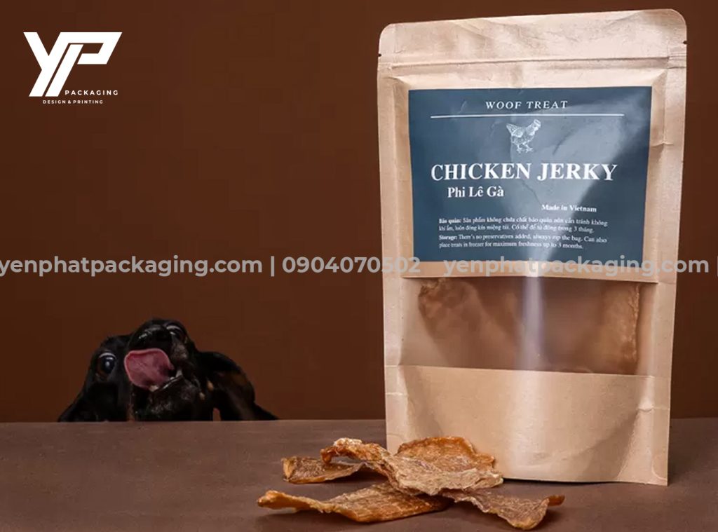 Túi zip giấy kraft cửa sổ đựng thức ăn chó mèo