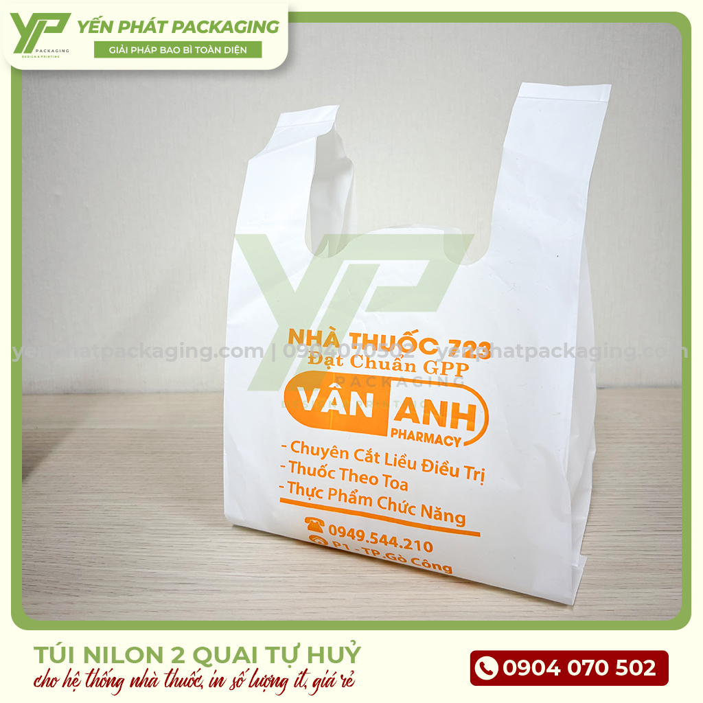 Xưởng In Túi Nilon 2 Quai Siêu Thị Giá Rẻ #1 HCM 5 Túi nilon 2 quai thường được nhà thuốc tây sử dụng