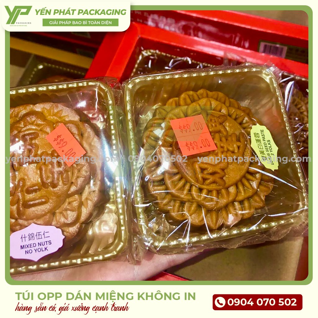 Túi OPP dán miệng không in - Bao bì đựng bánh trung thu với chi phí tiết kiệm