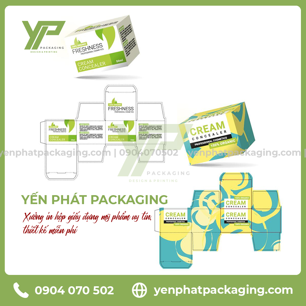 Thiết kế hộp đựng mỹ phẩm theo yêu cầu, đồng bộ nhận diện thương hiệu