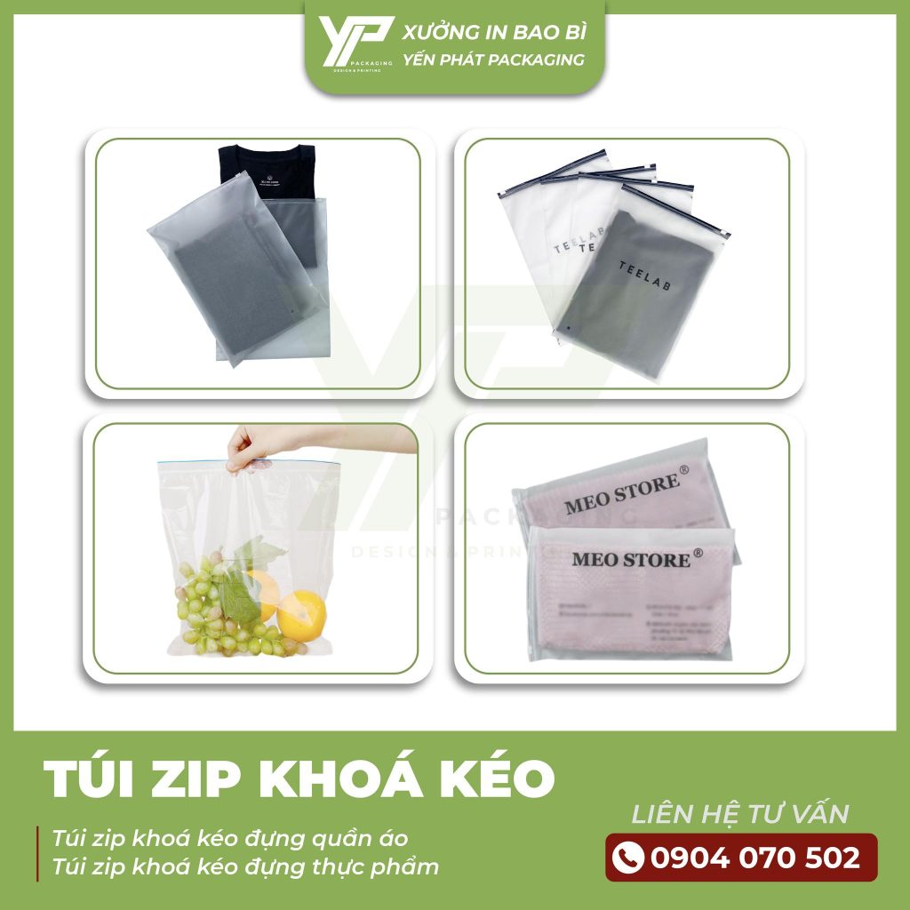 Túi zip khoá kéo đa dụng, tiện lợi