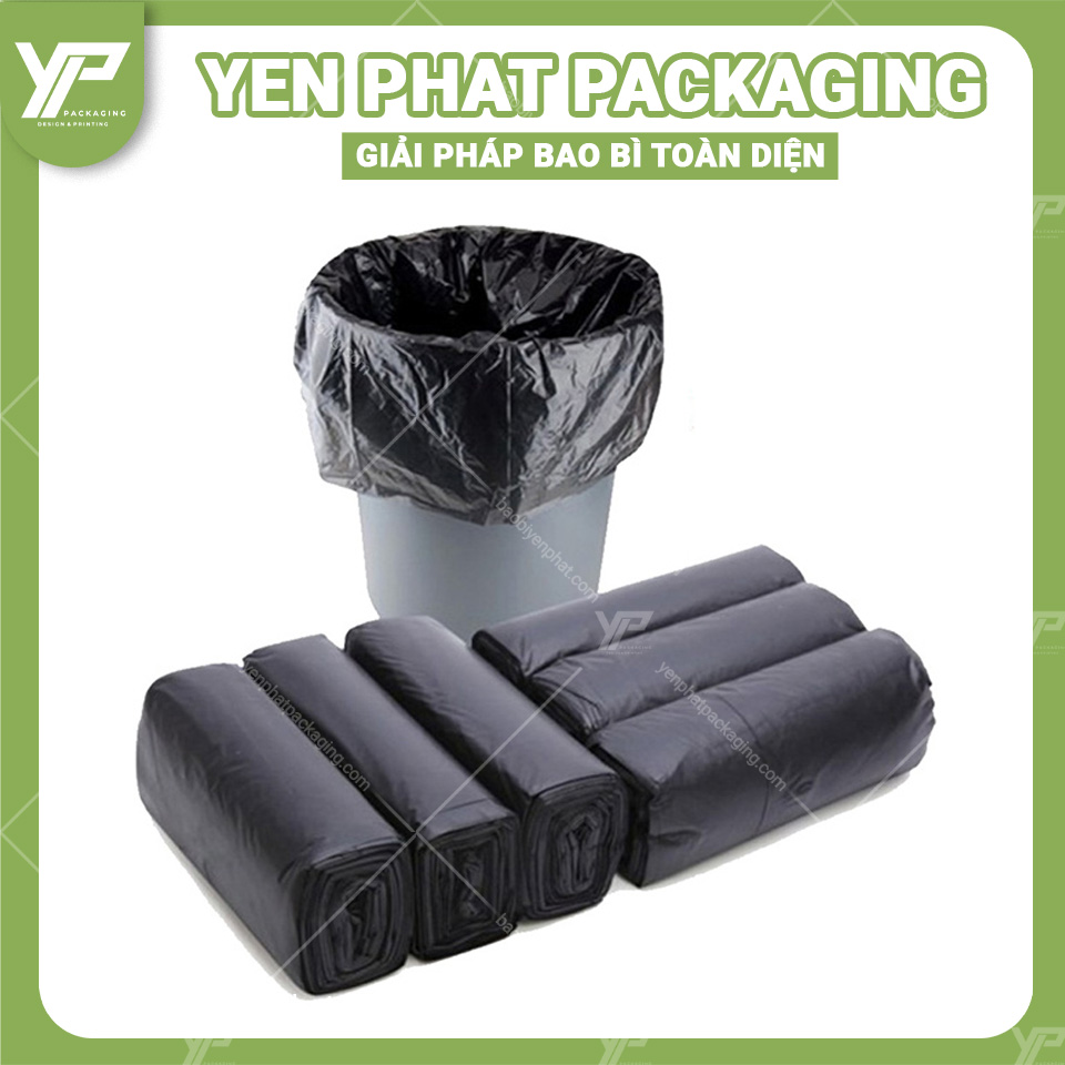 Túi rác màu đen size trung dạng cuộn
