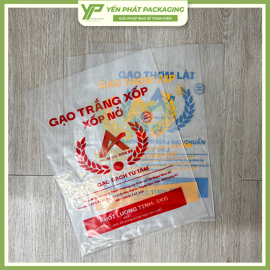 Mẫu túi pe trong đựng gạo 5Kg