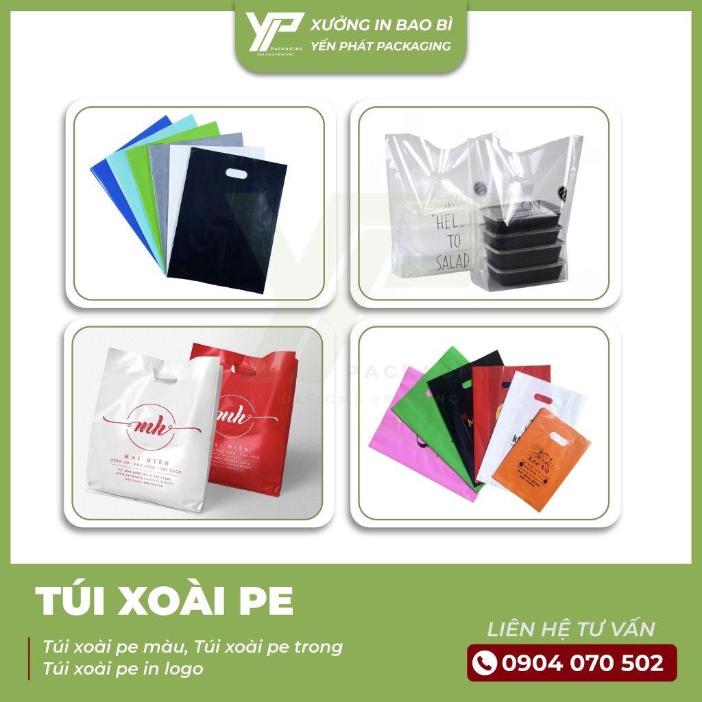 Túi hột xoài trơn, túi xoài in logo đủ loại