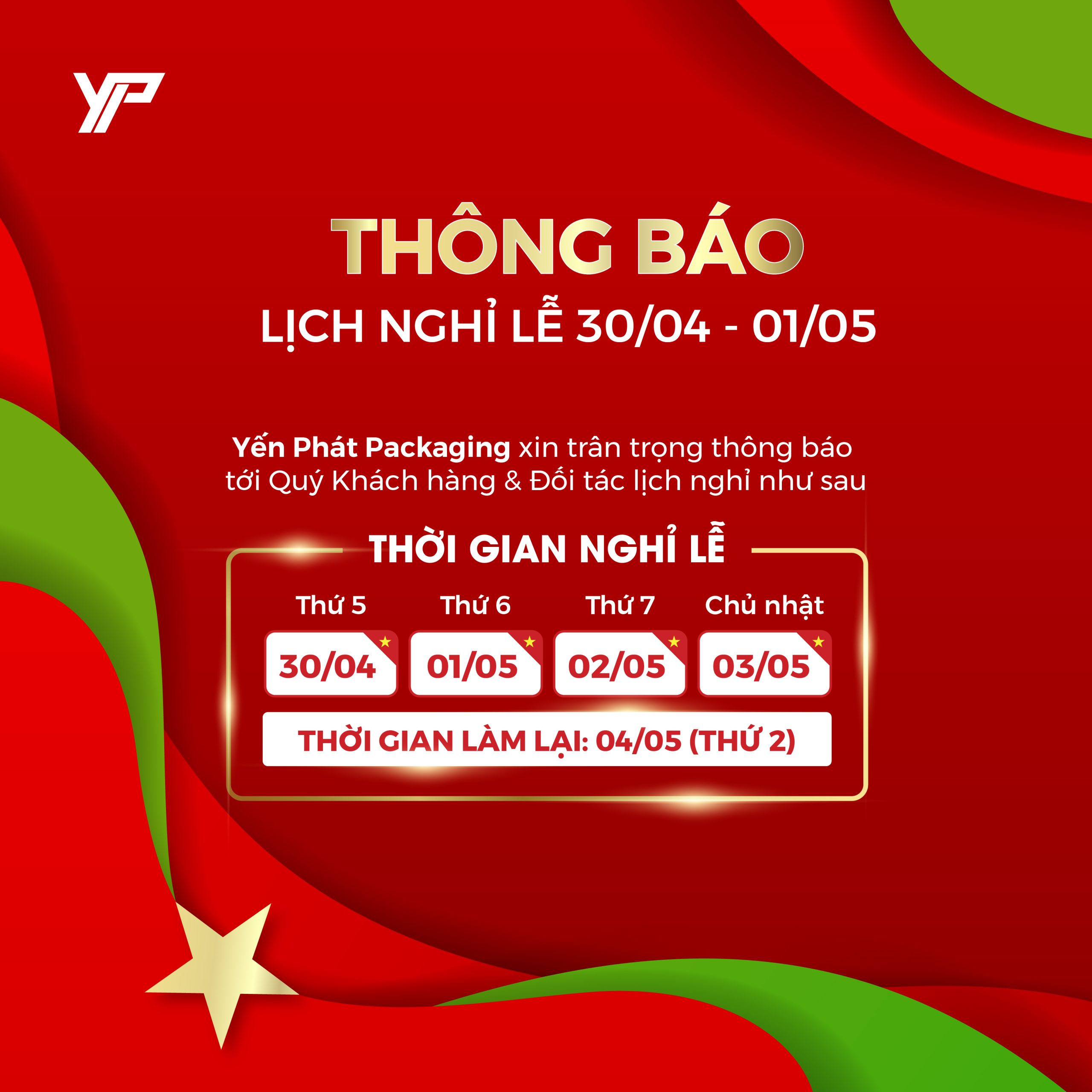 Yến Phát Pacakaging Thông Báo Nghỉ Lễ